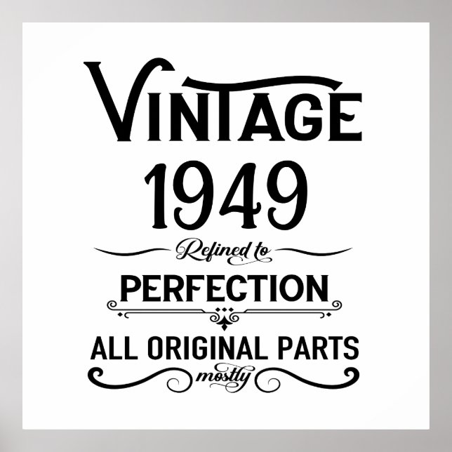 Personalized black vintage 75th birthday party poster (Front)