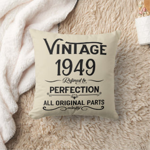 Personalized black vintage 75th birthday party throw pillow