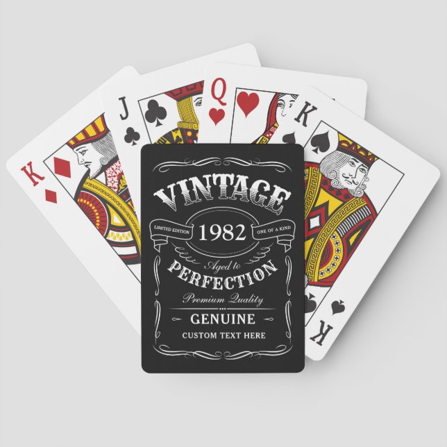 Personalized Black Vintage Aged To Perfection Playing Cards (Back)