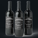 Personalized Black Vintage Aged To Perfection Wine Label<br><div class="desc">Inspired by classic whiskey label,  black and white fun vintage aged to perfection adult birthday gift idea for men,  great for any age birthday celebration,  or other occasions. Custom it with your own text and background colour.</div>