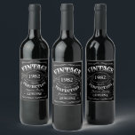 Personalized Black Vintage Aged To Perfection Wine Label<br><div class="desc">Inspired by classic whiskey label,  black and white fun vintage aged to perfection adult birthday gift idea for men,  great for any age birthday celebration,  or other occasions. Custom it with your own text and background colour.</div>