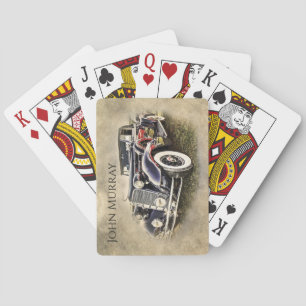 Personalized Black Vintage Auto White Wall Tires Playing Cards
