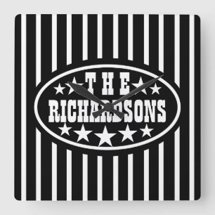Personalized Black Vintage Carnival Square Wall Clock