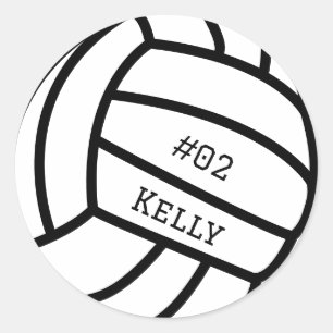 Personalized Black Volleyball Stickers