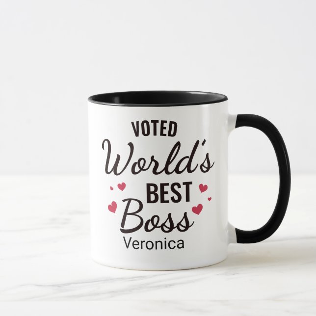 Personalized Black Voted World's Best Boss   Mug (Right)