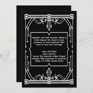 Personalized Black Wedding Invitation Card
