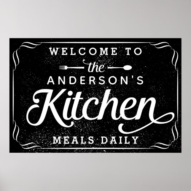 Personalized Black Welcome to the Kitchen Sign (Front)