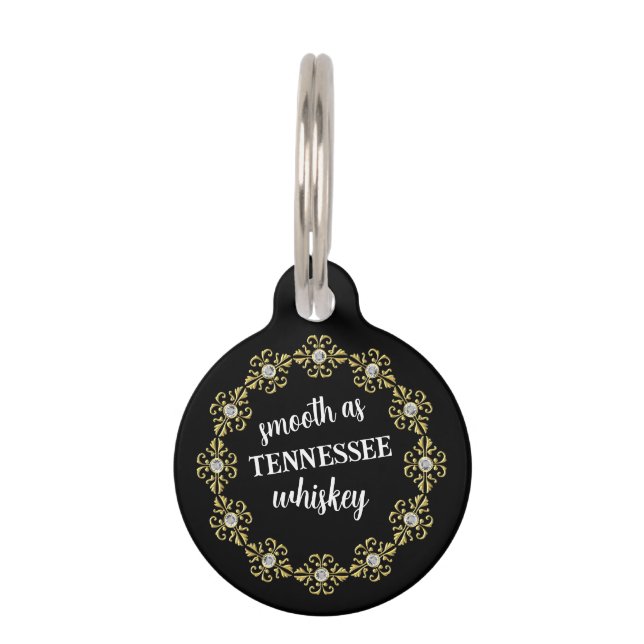 Personalized Black Whiskey Custom  Pet Tag (Front)