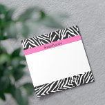 Personalized Black, White and Hot Pink Zebra Print Notepad<br><div class="desc">Personalized black and white zebra print. The design features a black and white zebra pattern and a hot pink band in the middle with your custom name.</div>