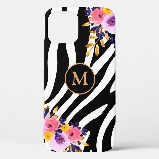 Personalized Black & White Animal Print Case-Mate iPhone Case (Back)