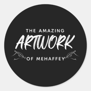 Personalized Black White Artist Artwork Classic Round Sticker