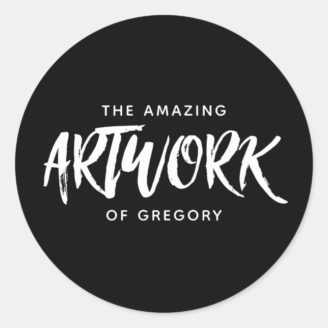 Personalized Black White Artist Artwork Sticker (Front)