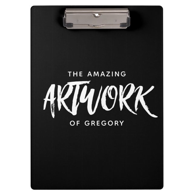 Personalized Black White Artist Keepsake Clipboard (Front)