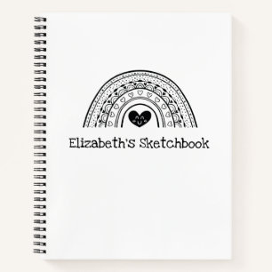 Personalized Black White Artist Sketchbook Notebook