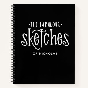 Personalized Black White Artist Sketchbook Notebook