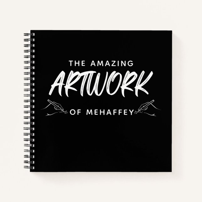 Personalized Black White Artist Sketchbook Notebook (Front)