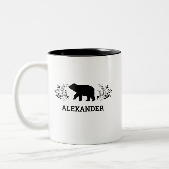 Personalized Black White Bear Mug (Left)