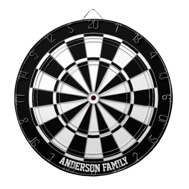 Personalized Black & White Bicolor Dart Board (Front)
