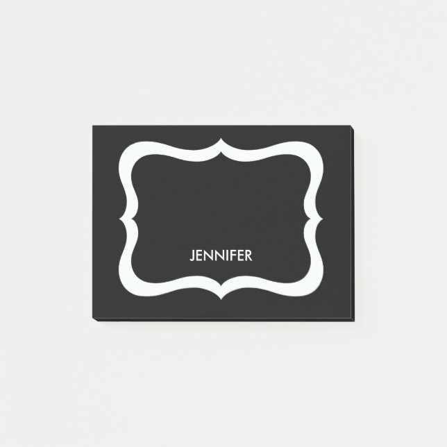 Personalized Black & White Border Post-it Notes (Front)
