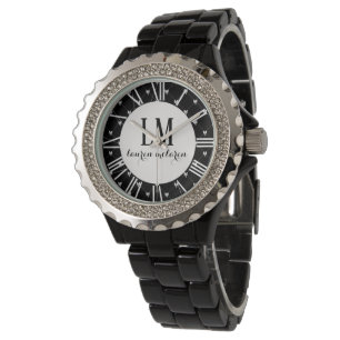 Personalized Black & White Bow Watch