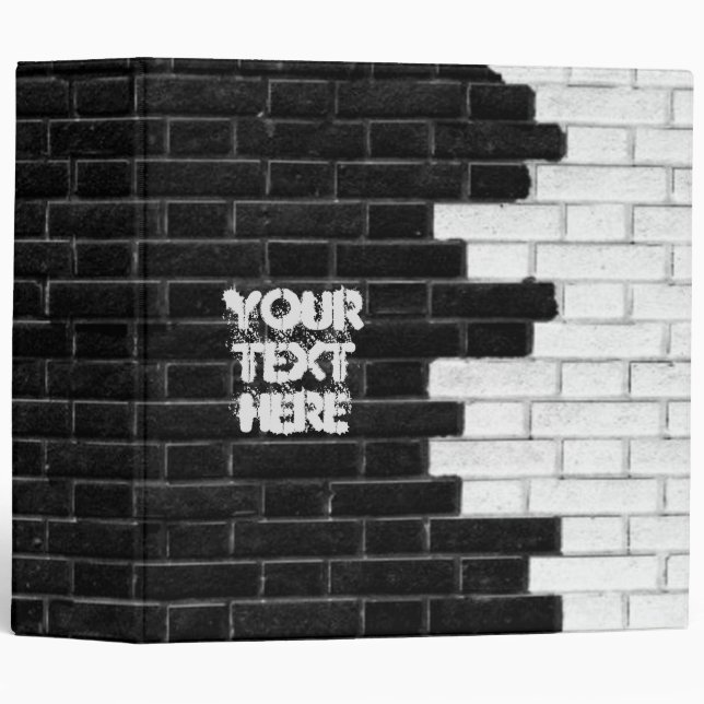 Personalized Black & White Brick Wall Binder (Front/Spine)