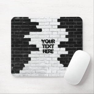 Personalized Black & White Brick Wall Mouse Pad