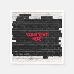 Personalized Black & White Brick Wall Napkin