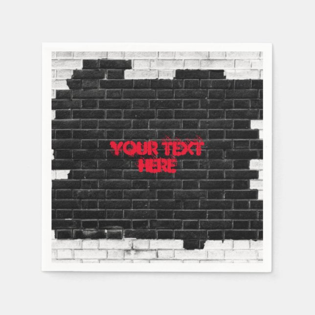 Personalized Black & White Brick Wall Napkin (Front)