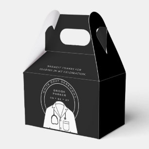 Personalized Black White Coat Ceremony  Thank You Favor Box