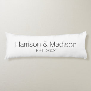 Personalized black white couple name date Wedding Body Pillow