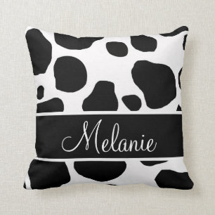 Personalized Black White Cow Spots Pillow