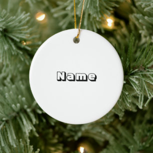 Personalized black white custom name Christmas Ceramic Ornament