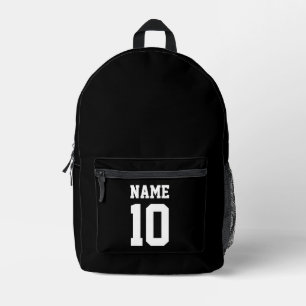 Personalized black white custom name number sports printed backpack