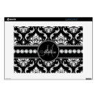 Personalized Black White Damask MacBook Skin