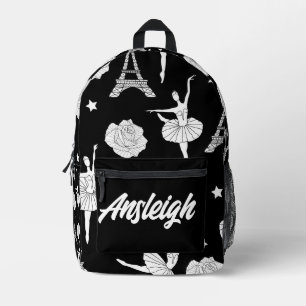 Personalized Black & White Dance Printed Backpack