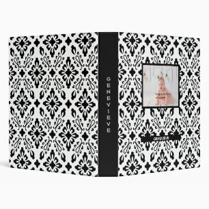 Personalized Black & White Diamond Pattern Binder