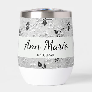Personalized Black & White Florals Bridesmaid Gift