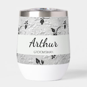 Personalized Black & White Florals Groomsman Gift
