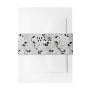 Personalized Black & White Florals Invitation Belly Band