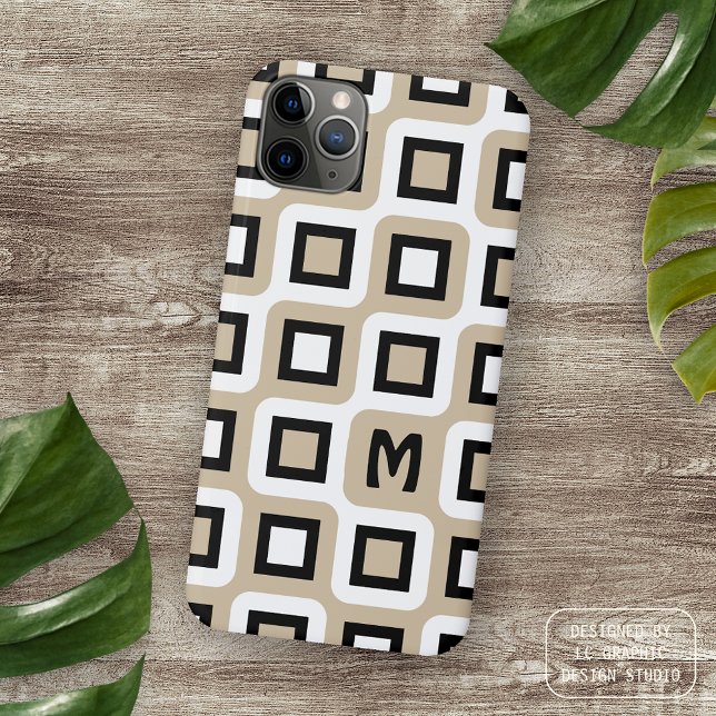 Personalized Black White Geometric Art Pattern iPhone Case (Creator Uploaded)