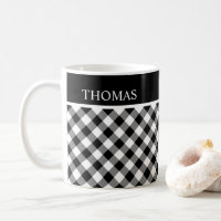Personalized Black White Gingham Custom Name