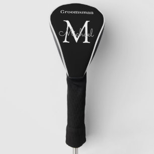 personalized black white groomsman  golf head cover