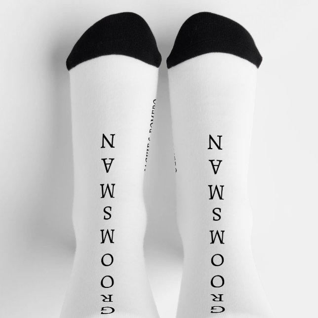 Personalized Black & White GROOMSMAN Wedding Socks (Top)