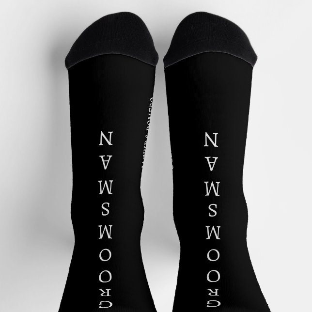 Personalized Black & White GROOMSMAN Wedding Socks (Top)