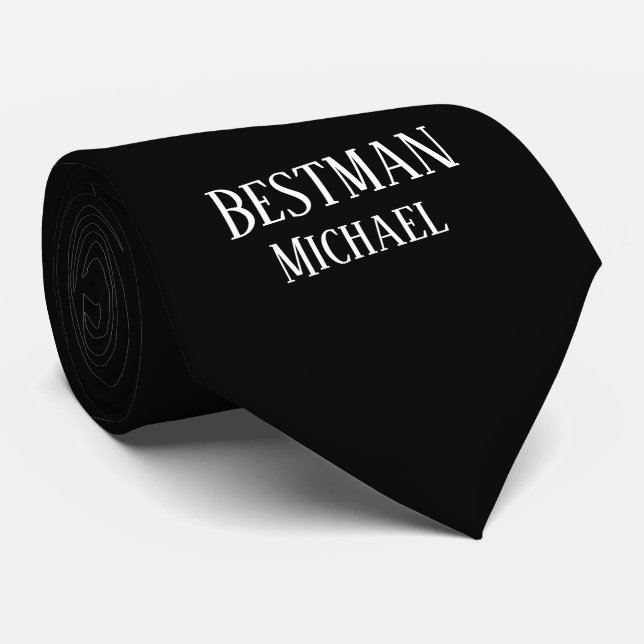 Personalized Black White Groomsmen Best Man Gifts Tie (Rolled)