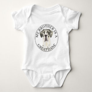 Personalized Black White Harlequin Great Dane Baby Bodysuit