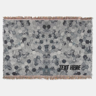 Personalized Black & White Hexagon Gradient Throw Blanket