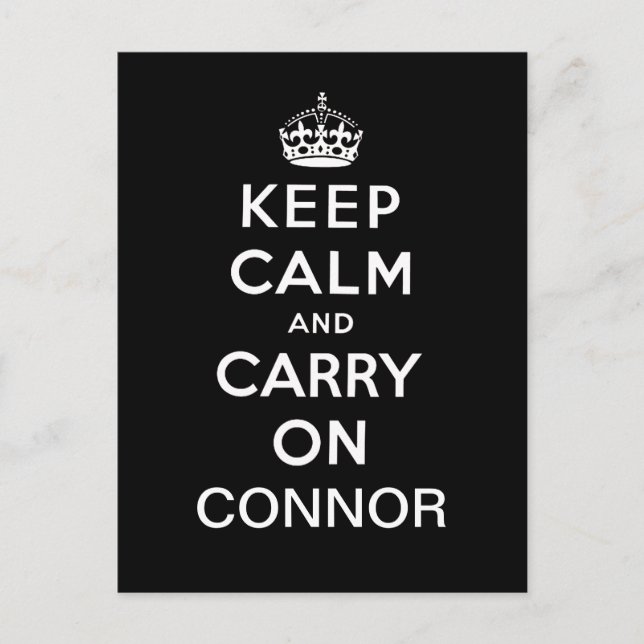Personalized Black White Keep Calm and Carry On Postcard (Front)