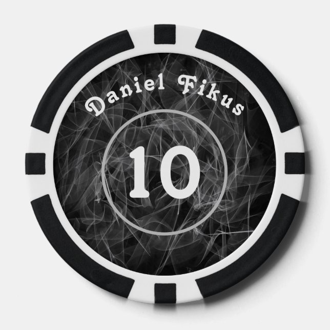 Personalized black white Lucky charm Poker Chips (Front)