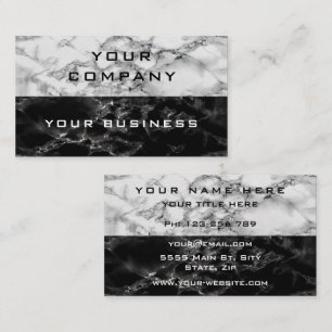 Personalized Black White Marble Business Card